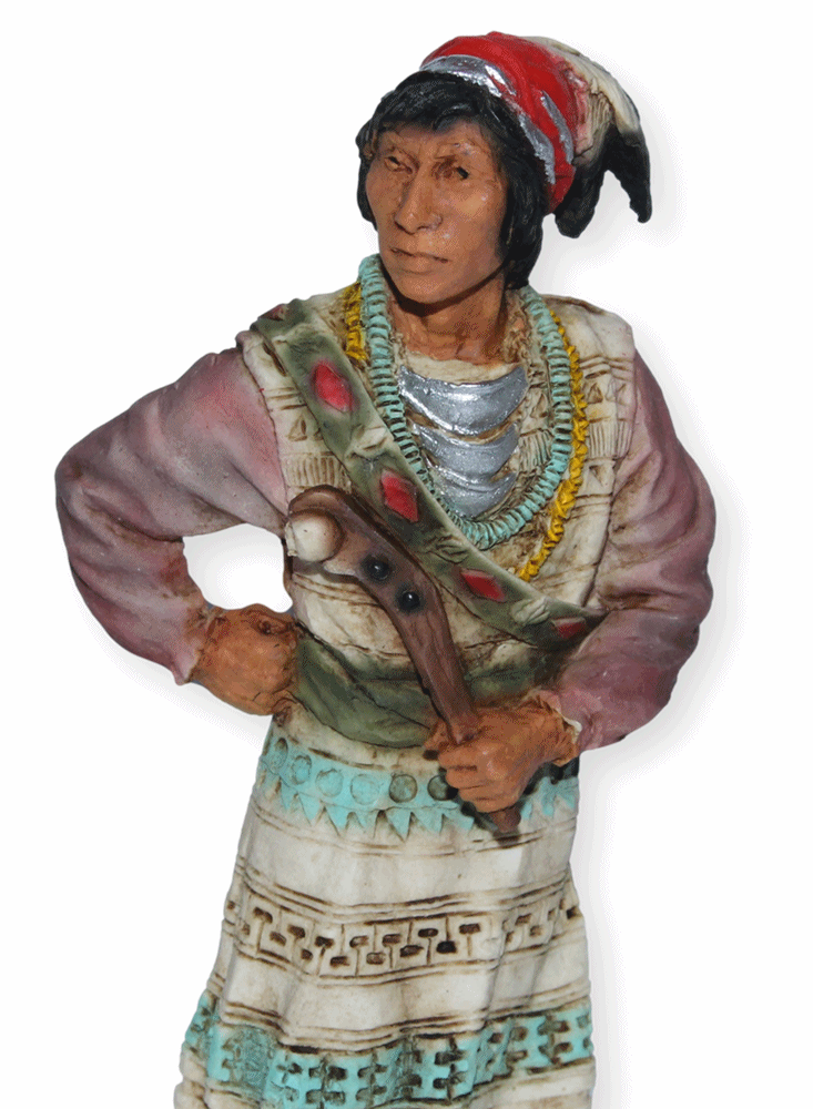 Indianerfigur Indianer Osceola Anführer der Seminolen Krieger Skulptur H 17 cm stehend
