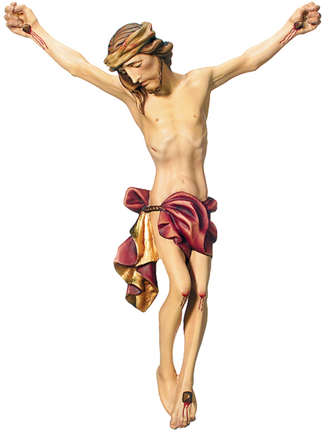 Heiligenfigur Kruzifix Jesus am Kreuz "Leonardo" H 10/ 20 cm Statue Ahorn- und Lindenholz Holzfigur