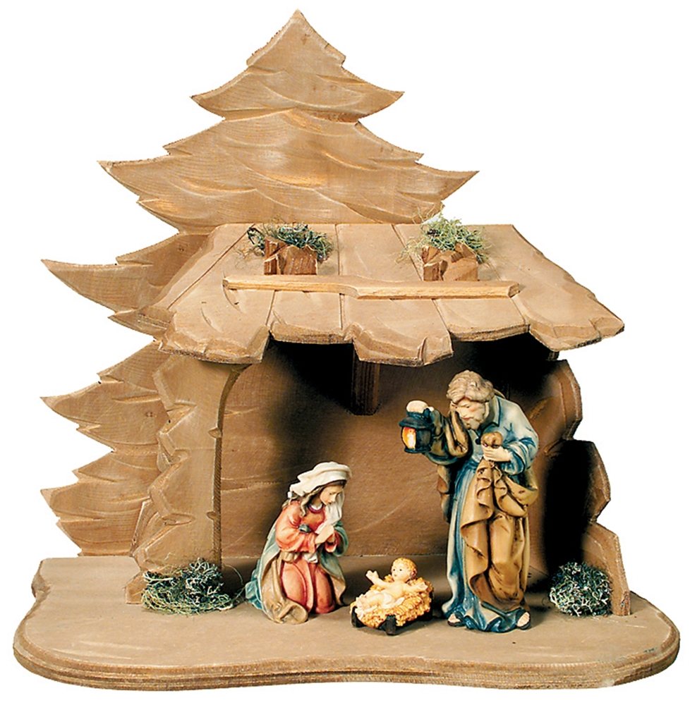 Krippe mit Krippenfiguren Matteo Kollektion Heilige Familie Heiligenfigur Holzfigur Holzstatue