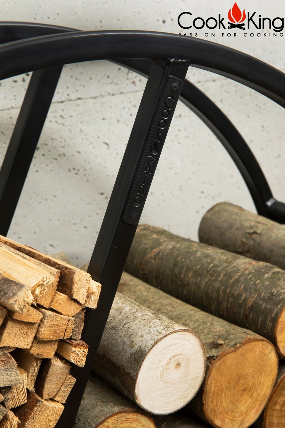 Kaminholzregal "Diego" H 102 cm Holzregal für Kaminholz Kaminholzablage aus Stahl Kaminholzständer