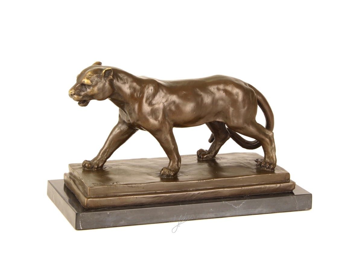 Bronzefigur Bronzeskulptur Bronze Löwin auf Marmorsockel H 15 cm Bronze Skulptur Figur