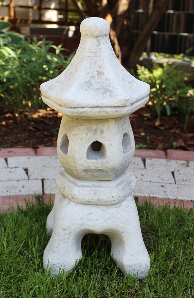 Beton Deko Figur japanische Laterne H 38 cm asiatische Pagode Dekofigur und Gartenskulptur