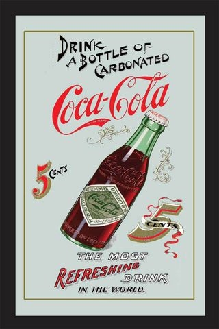 Set: 2 Spiegelbilder Coca-Cola Retro Vintage Weihnachtsmann Cola Flasche 30x20 cm Wandbilder