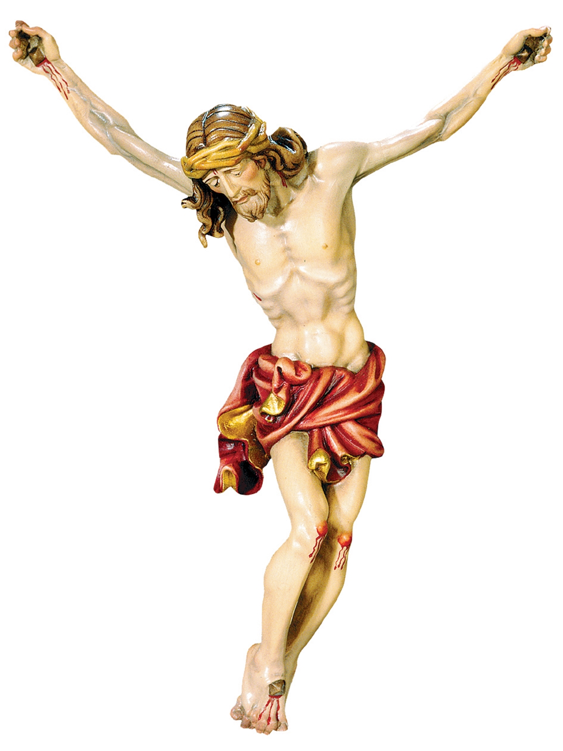 Heiligenfigur Kruzifix Jesus am Kreuz "Raffaello" H 10/ 20 cm Statue Ahorn- und Lindenholz Holzfigur