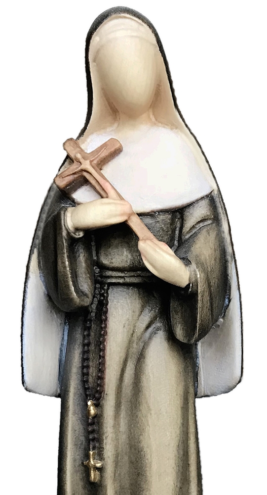 Statue Heilige Rita von Cascia H 12 cm Heiligenfigur Nonne Schutzpatronin Holz Figur aus Ahornholz