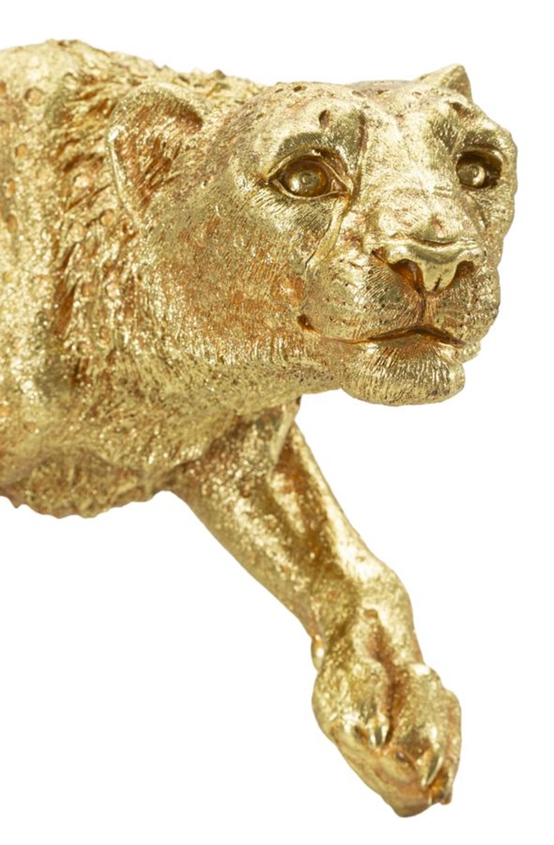 Dekofigur Leopard laufend Tierfigur in edlem Gold Fell detailliert strukturiert Länge 89 cm