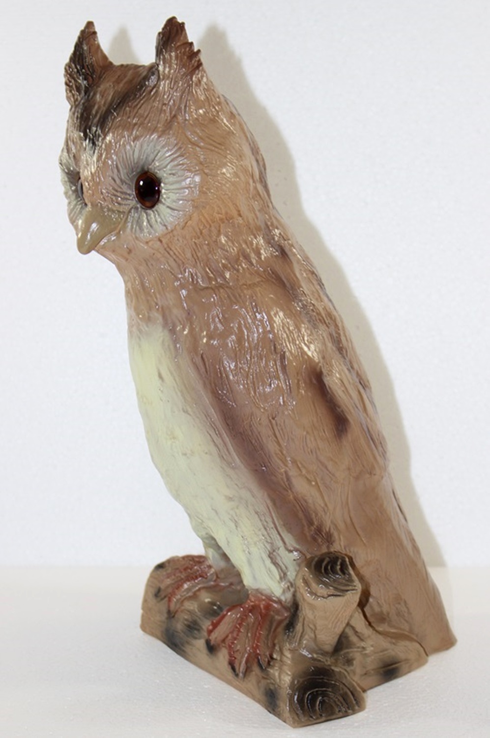 Deko Garten Figur Dekofigur Gartenfigur Tierfigur Eule sitzend auf Baumzweig aus Kunststoff H 31 cm