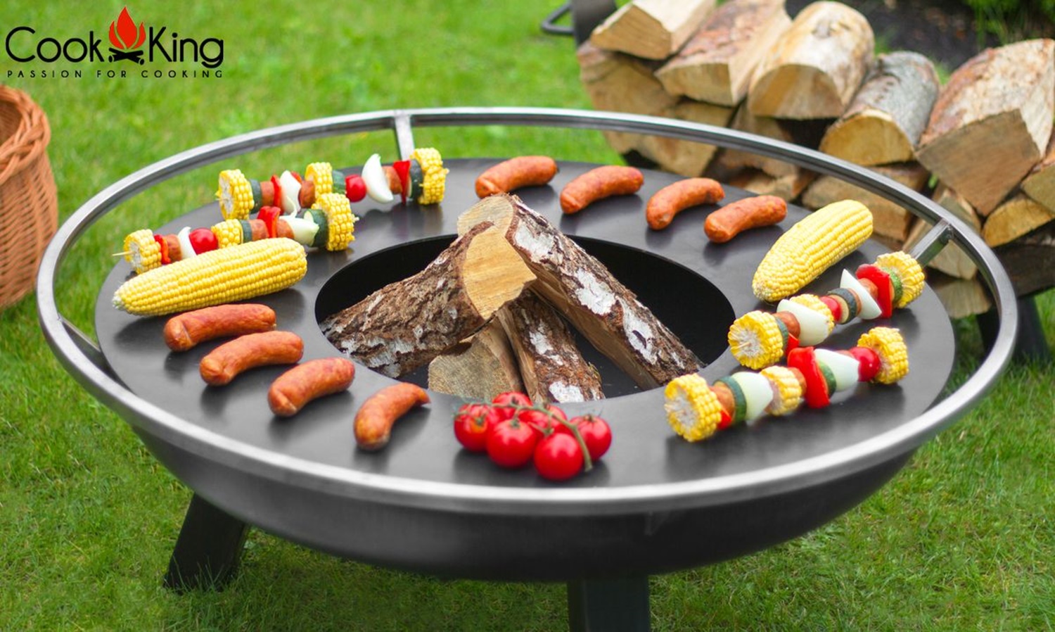 Grillplatte für Feuerschale Ø 82 cm Platte mit Öffnung Ø 40 cm für Feuerstelle zum Grillen aus Stahl