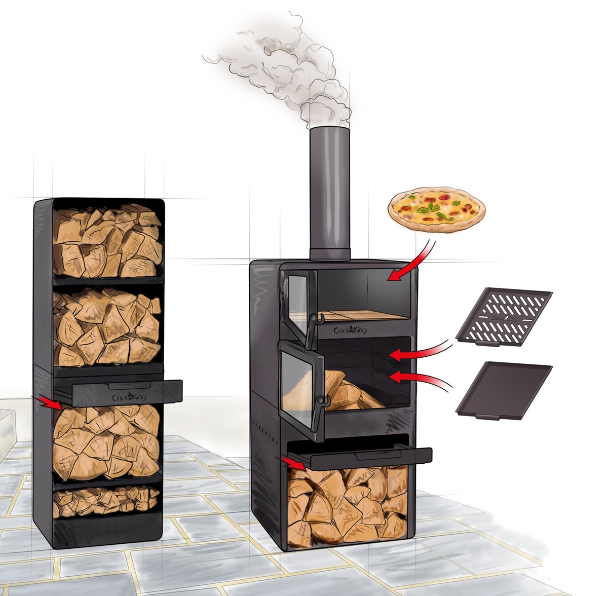 Zubehör Ofenrost für Gartenkamin Vento Grillrost B 43 x T 42 cm Flexibilität beim Grillen Naturstahl
