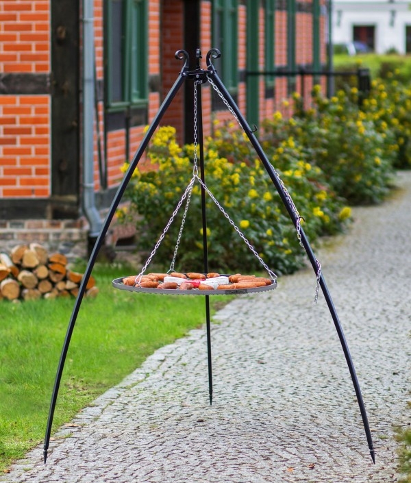 Schwenkgrill H 200 cm mit Grillrost Ø 80 cm aus Edelstahl Dreibein Grill Tripod Grillständer