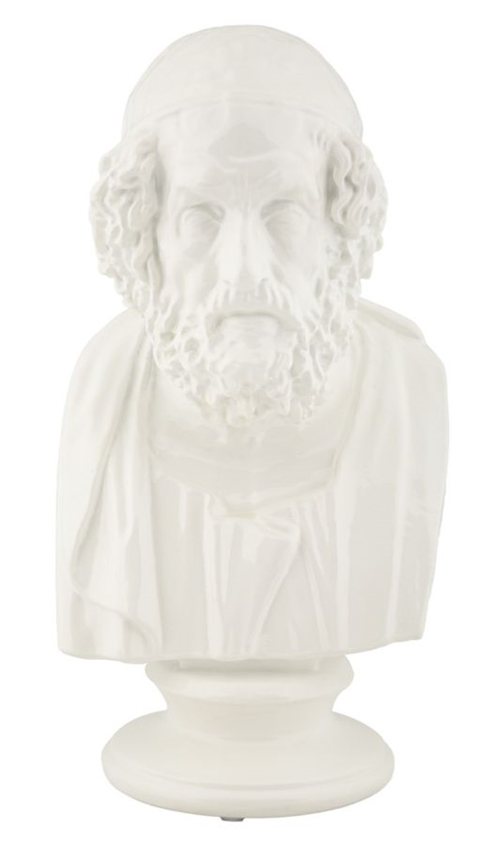 Dekofigur klassische Männerbüste Denker Replikat griechischer Weise Statue in Weiß H 25 cm