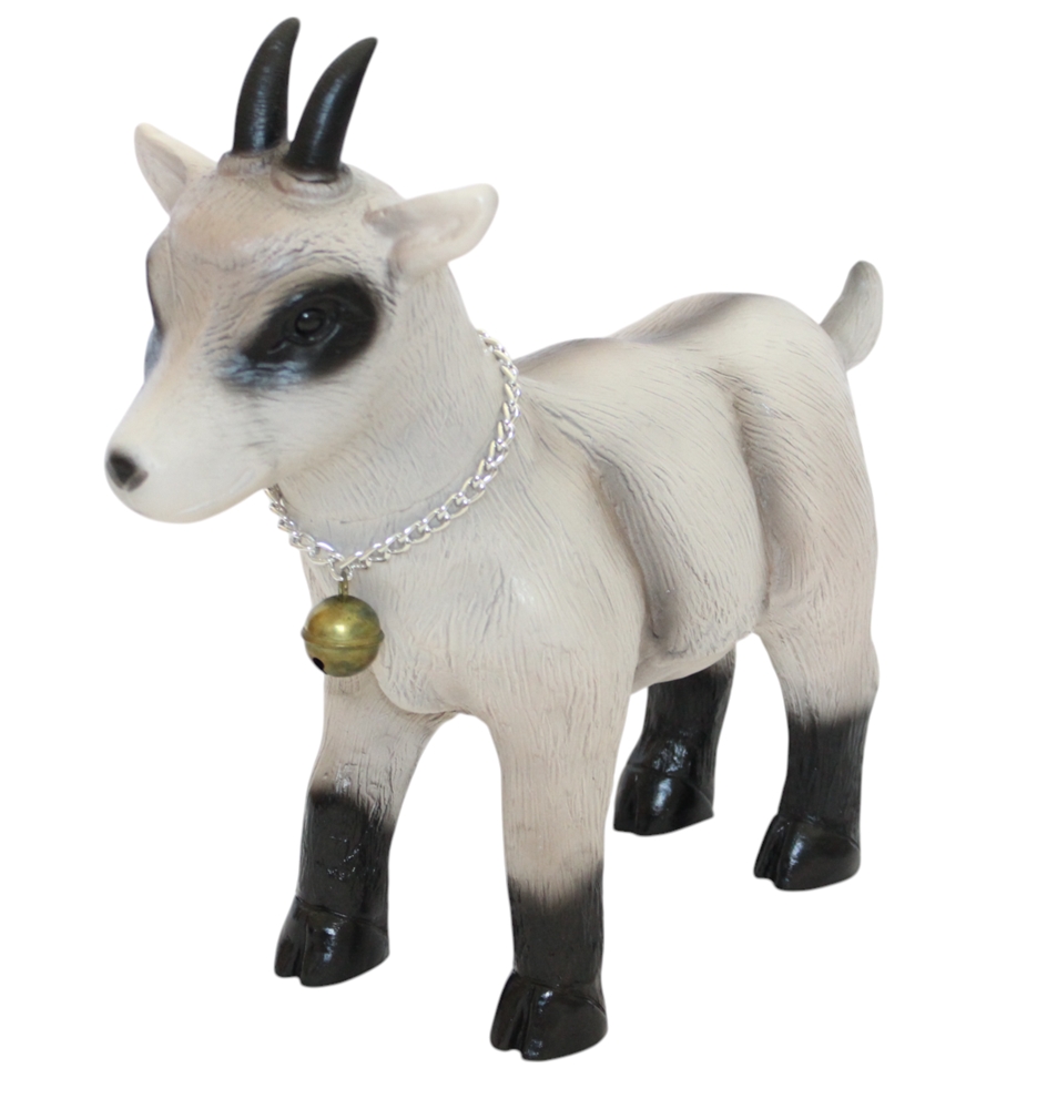 Gartenfigur Ziegenbock stehend - Deko Tierfigur aus Kunststoff, Garten & Innenbereich, Länge 37 cm