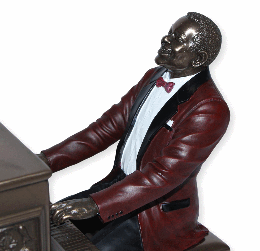 Deko Figur Jazz Musiker Figur Pianist H 22,5 cm Jazz Band Dekofigur mit Piano