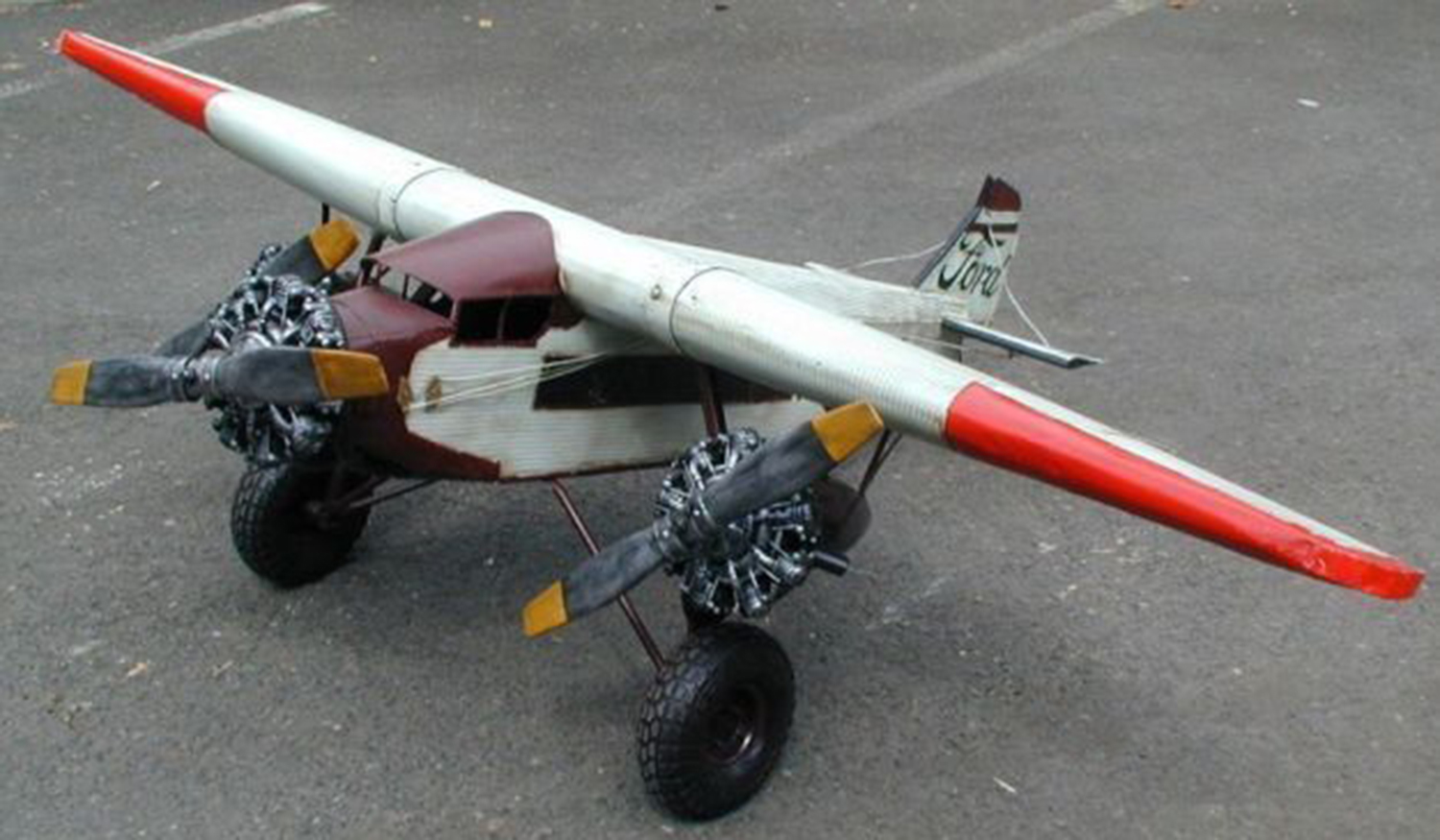 Blechflugzeug Nostalgie Modellflugzeug Oldtimer Marke Ford NC 9609 Flugzeug aus Blech L 190 cm