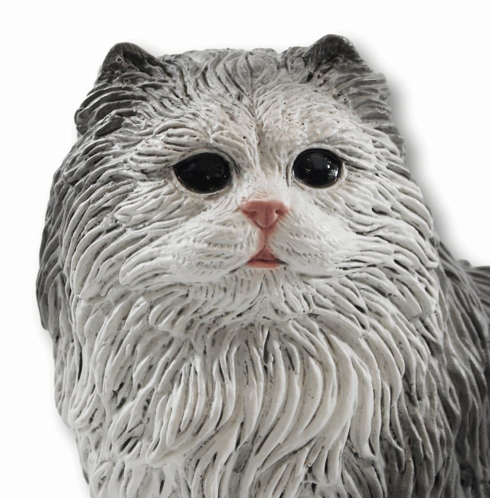 Dekofigur Persische Katze Katzenfigur Kätzchen sitzend grau Kollektion Castagna aus Resin H 24 cm