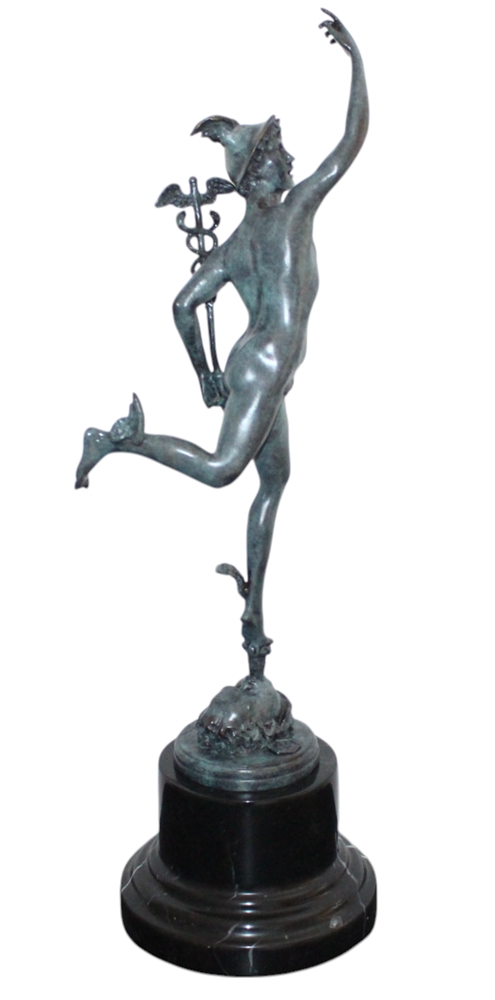 Bronzefigur Hermes H 43 cm griechische Mythologie Bronzeskulptur Bronze Figur aus Bronze