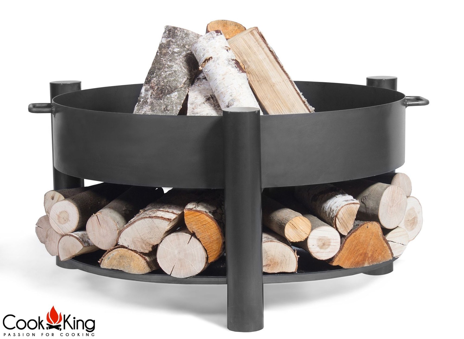 Set: Dreibein H 180 cm mit Grillrost Ø 50 cm aus Rohstahl + Feuerschale "Montana" Ø 60 cm Grillen
