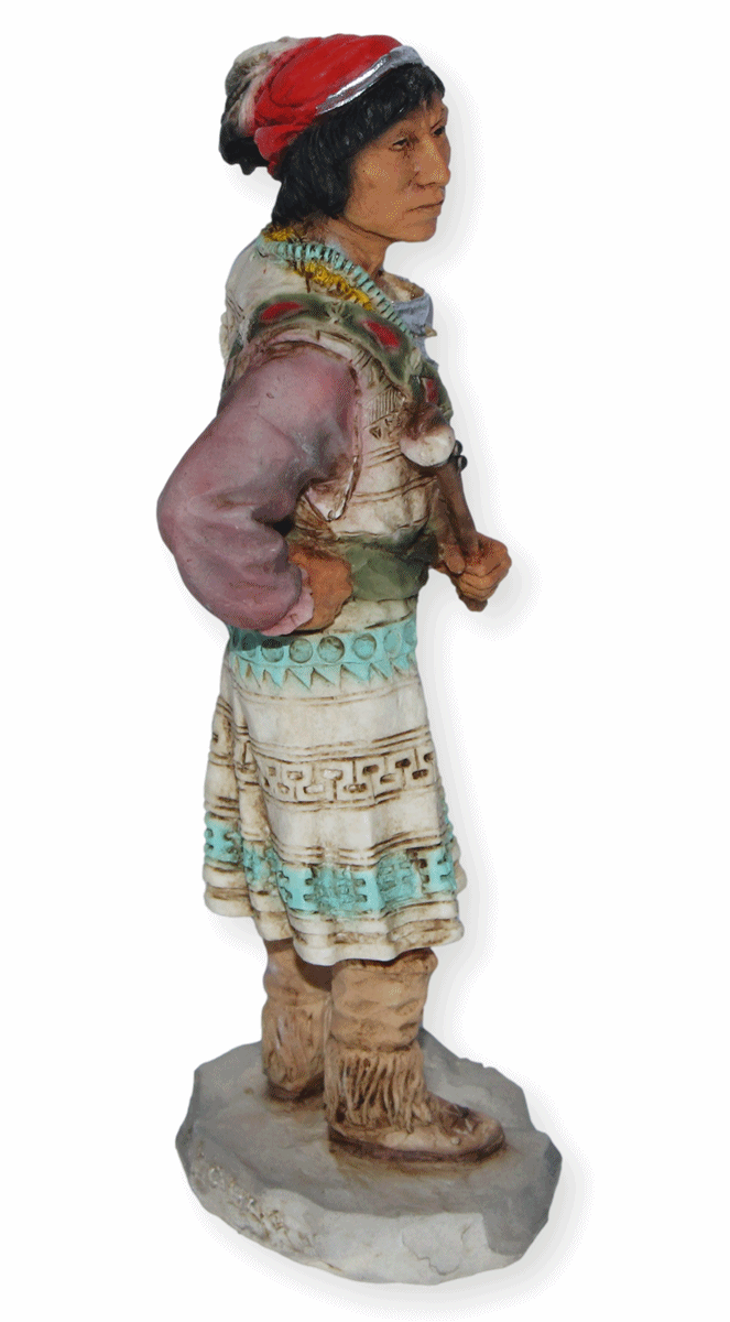Indianerfigur Indianer Osceola Anführer der Seminolen Krieger Skulptur H 17 cm stehend