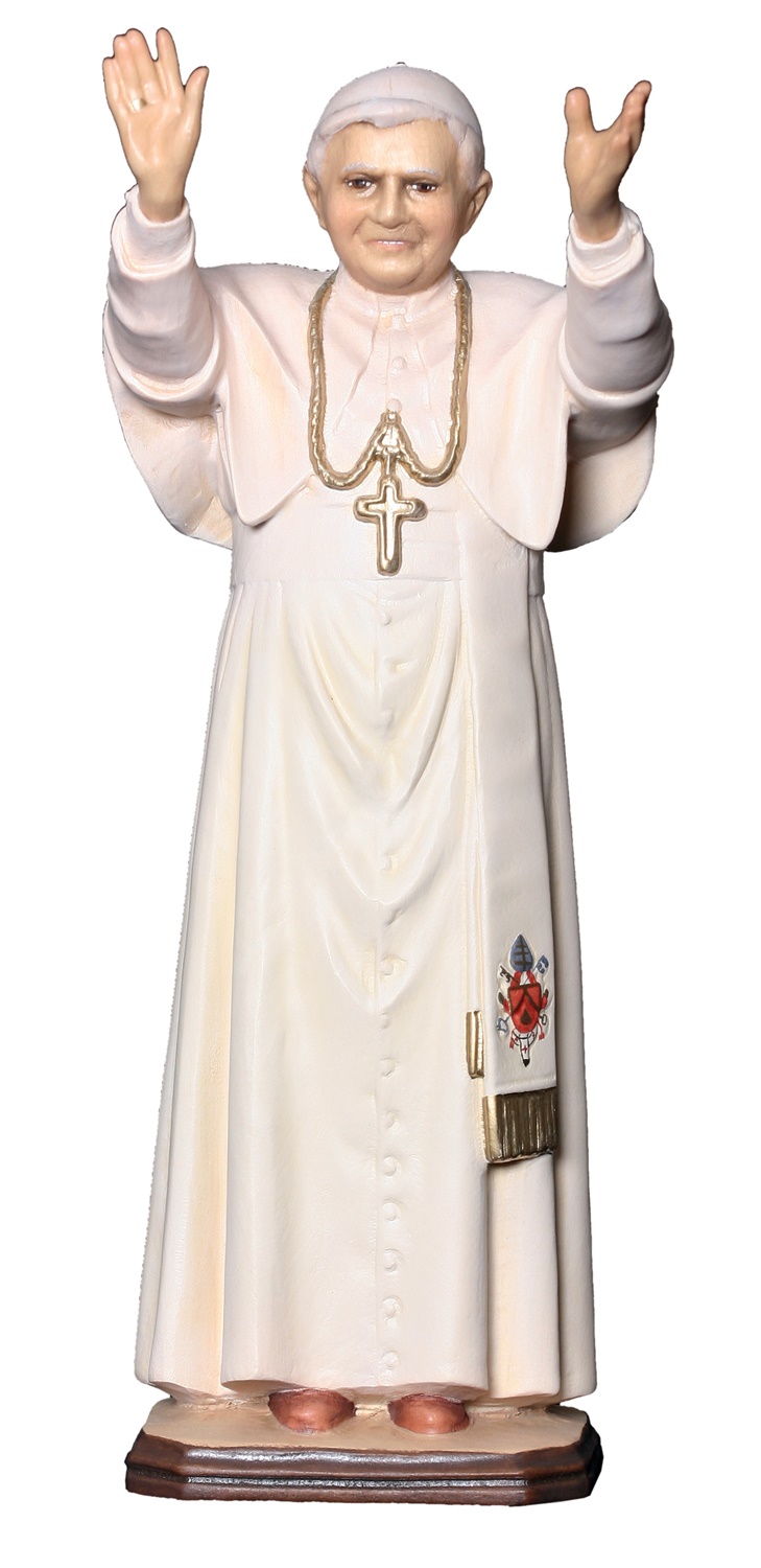 Statue Papst Benedikt der XVI H 12 cm Heiligenfigur Holz geschnitzt Holzstatue Figur aus Ahornholz