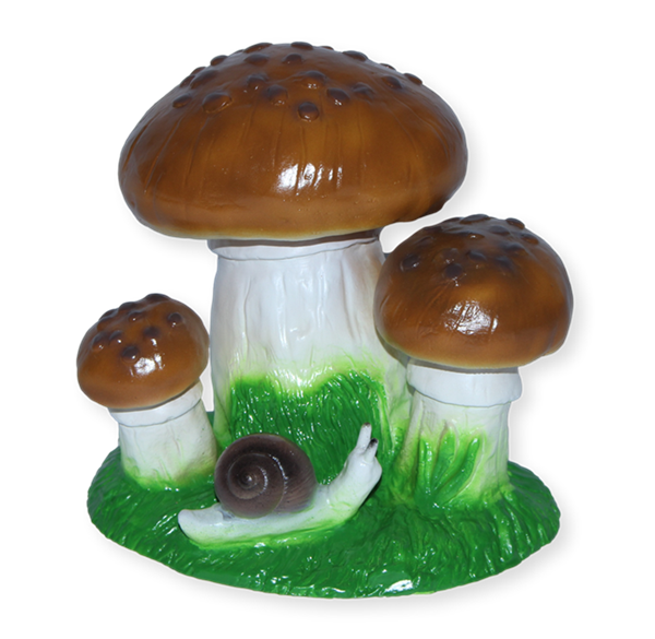 Dekofigur drei Steinpilze Pilze mit Schnecke H 15 cm Deko Garten Figur Gartenfigur aus Kunststoff