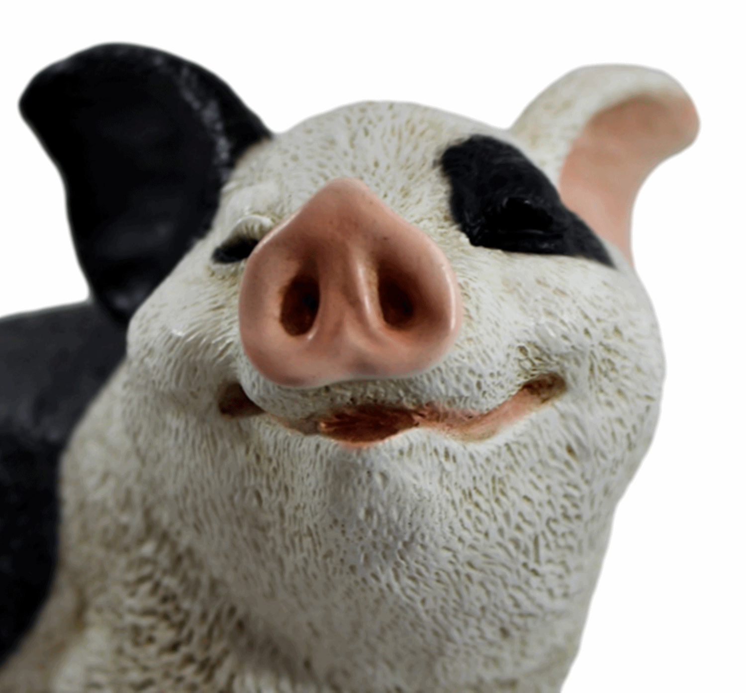Deko Figur Schwein 2 Ferkel sitzend nach oben u. unten schauend als Satz aus Resin Höhe 19-22 cm