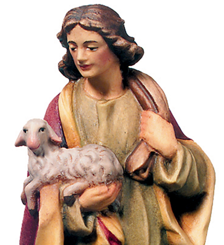 Krippenfigur Raffaello Kollektion Hirte mit Lämmern Holzfigur Holzstatue Statue aus Ahornholz