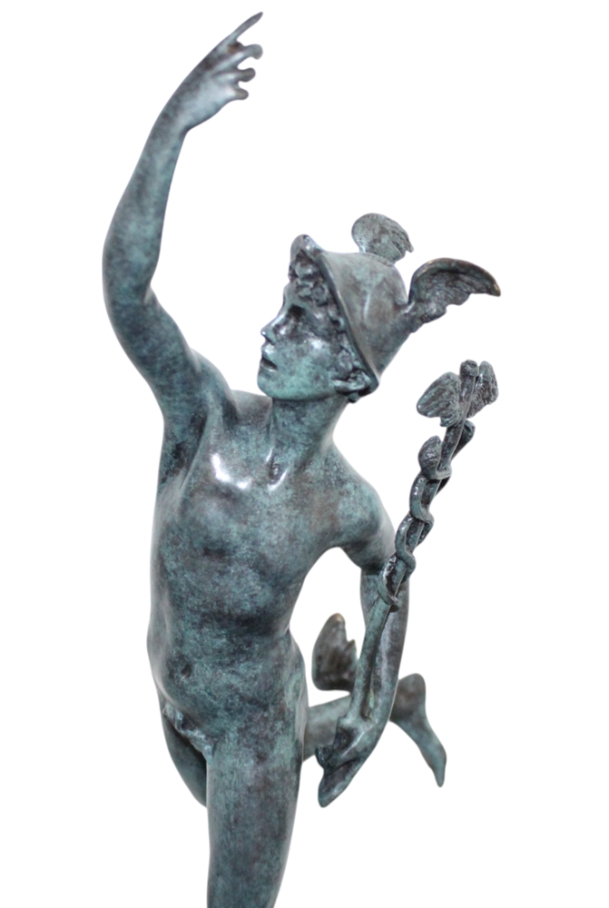 Bronzefigur Hermes H 43 cm griechische Mythologie Bronzeskulptur Bronze Figur aus Bronze