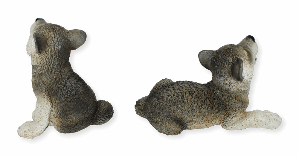 Deko Figur Wolf Welpen sitzend und liegend Kollektion Castagna aus Resin H 17-22 cm Tierfigur