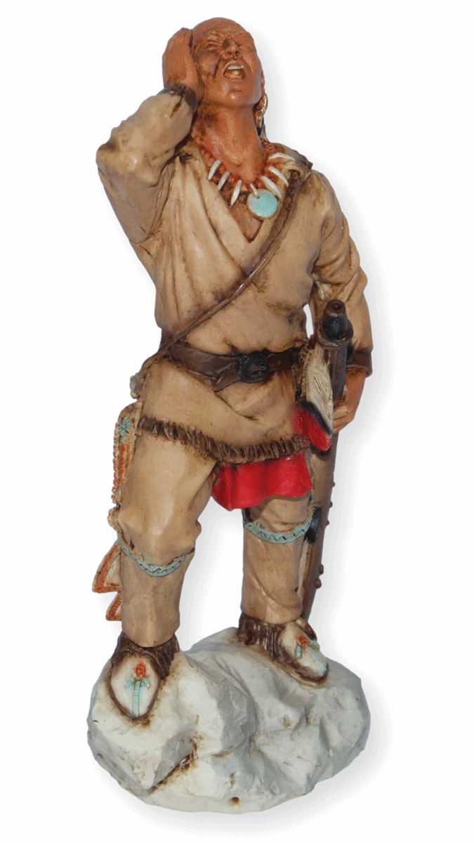 Indianerfigur Indianer Miami Häuptling Little Turtle Skulptur H 17 cm stehend mit Flinte