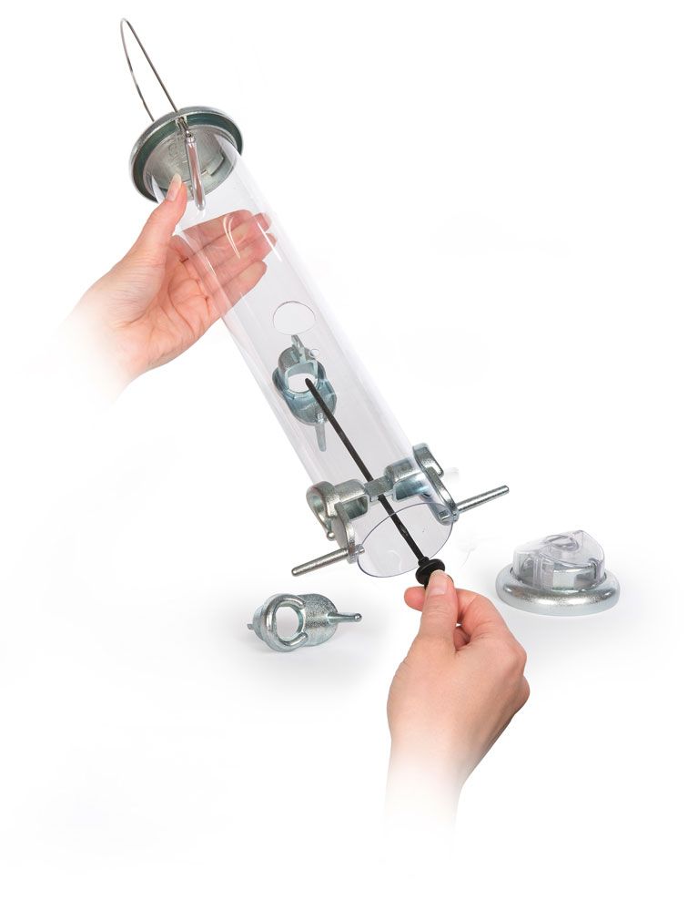 Naturschutzprodukt Futtersäule Ring-Pull Pro midi silber Inhalt 1,0 l Vogelprodukt H 51 cm