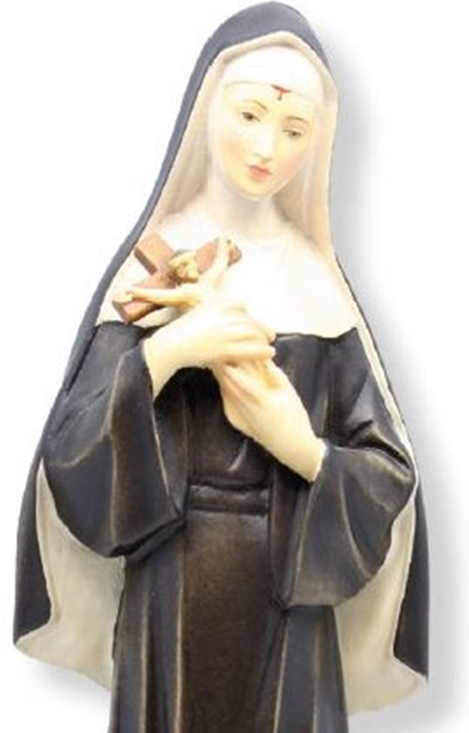 Statue Heilige Rita von Cascia H 12 cm Heiligenfigur Nonne Schutzpatronin Holz Figur aus Ahornholz