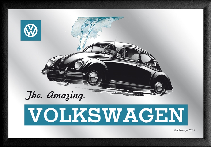 Set: 2 Spiegelbilder VW Käfer Cabrio/ Beetle Oldtimer 20x30 cm Wandbilder Hinterglasdruck mit Rahmen