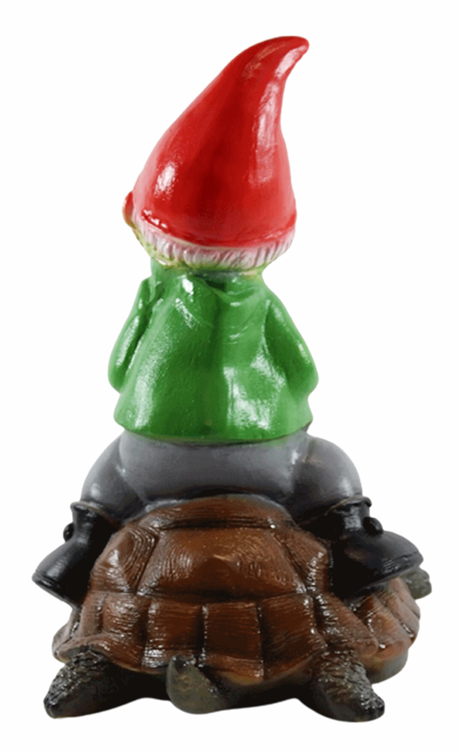 Deko Figur lustiger Zwerg H 29 cm Spaß Gartenzwerg auf Schildkröte Gartenfigur aus Kunststoff