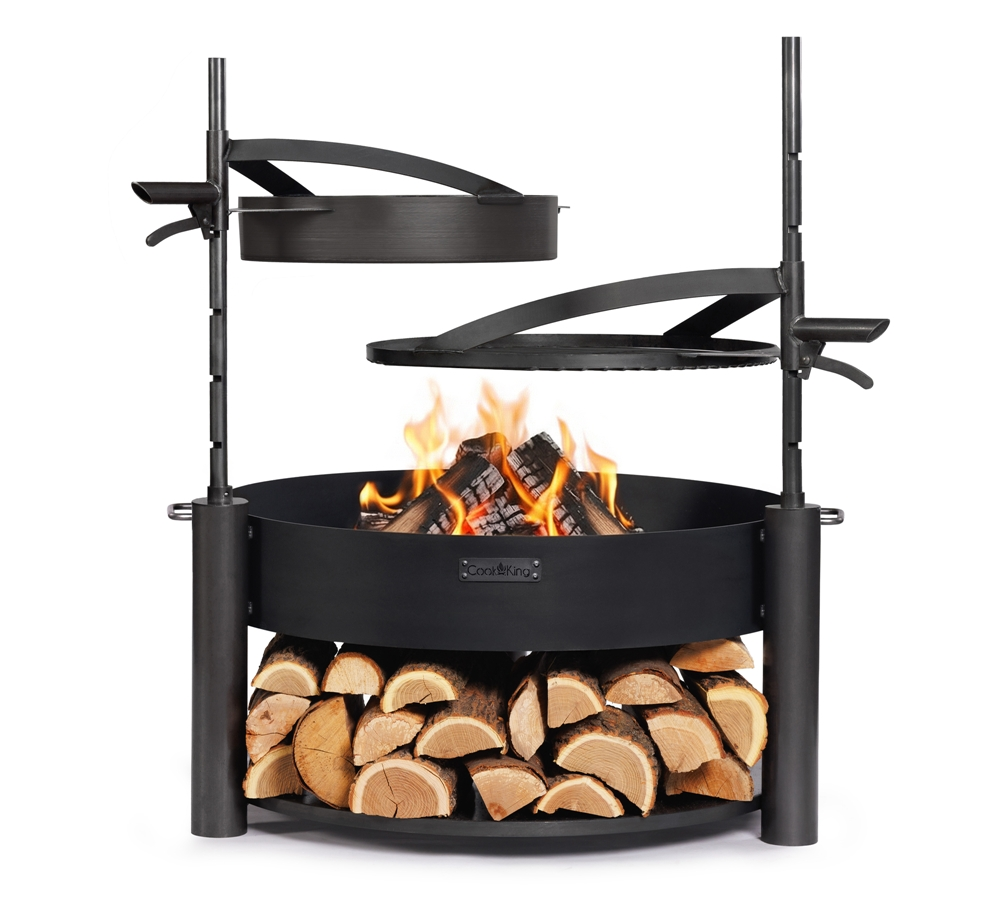 Feuerschale MONTANA X Ø 80 cm mit Grillrost & Stahlpfanne – Multifunktionale Feuerstelle für Garten & Terrasse
