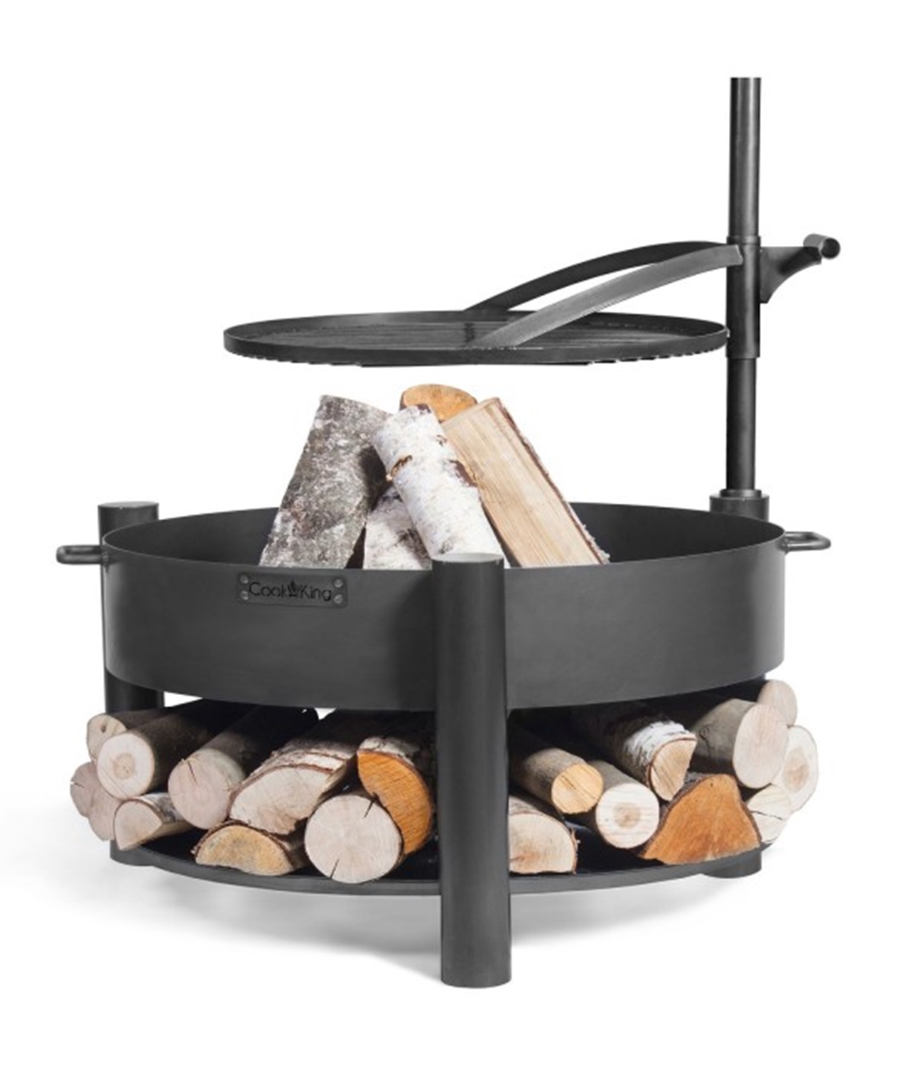 Feuerschale "Montana X" Ø 80 cm mit drehbahrem Rost Ø 60 cm aus Stahl als Wärmequelle oder Grill