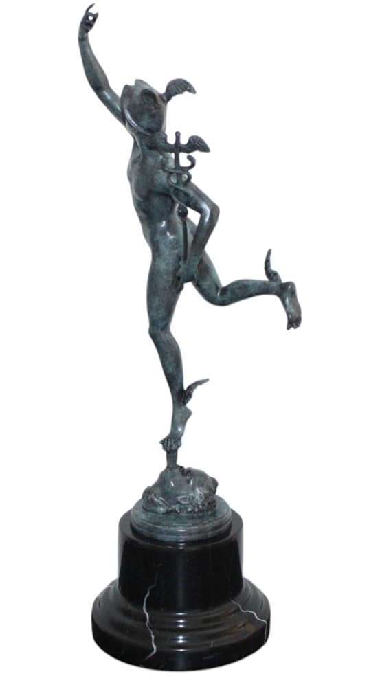 Bronzefigur Hermes H 43 cm griechische Mythologie Bronzeskulptur Bronze Figur aus Bronze
