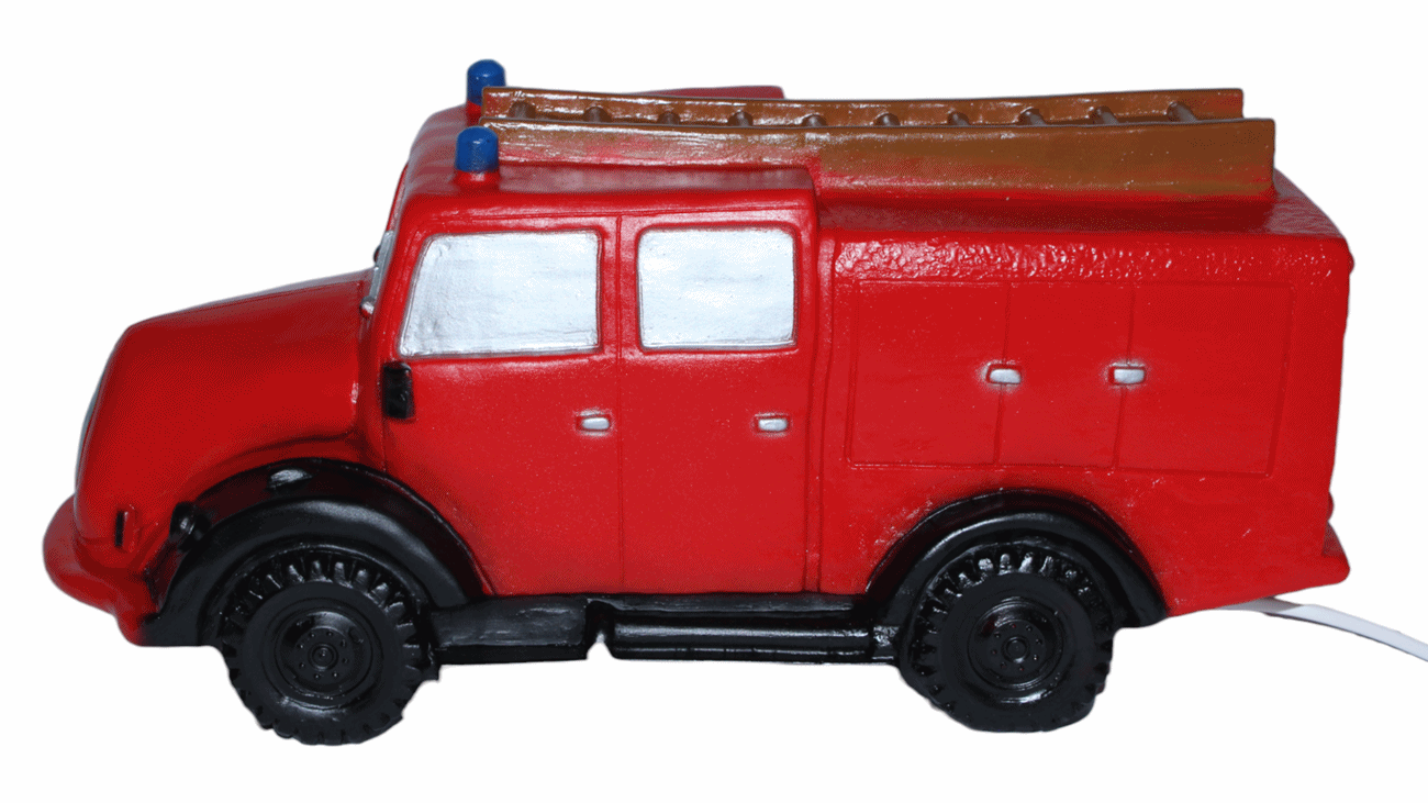 Feuerwehrauto-Lampe Deko-Figur mit Beleuchtung H 18,5 cm Nachttischlampe für Innenbereiche