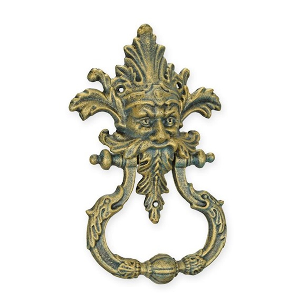 Türklopfer Teufel H 33 cm Mann Kopf aus massivem Gusseisen Türdekoration in Bronzeoptik
