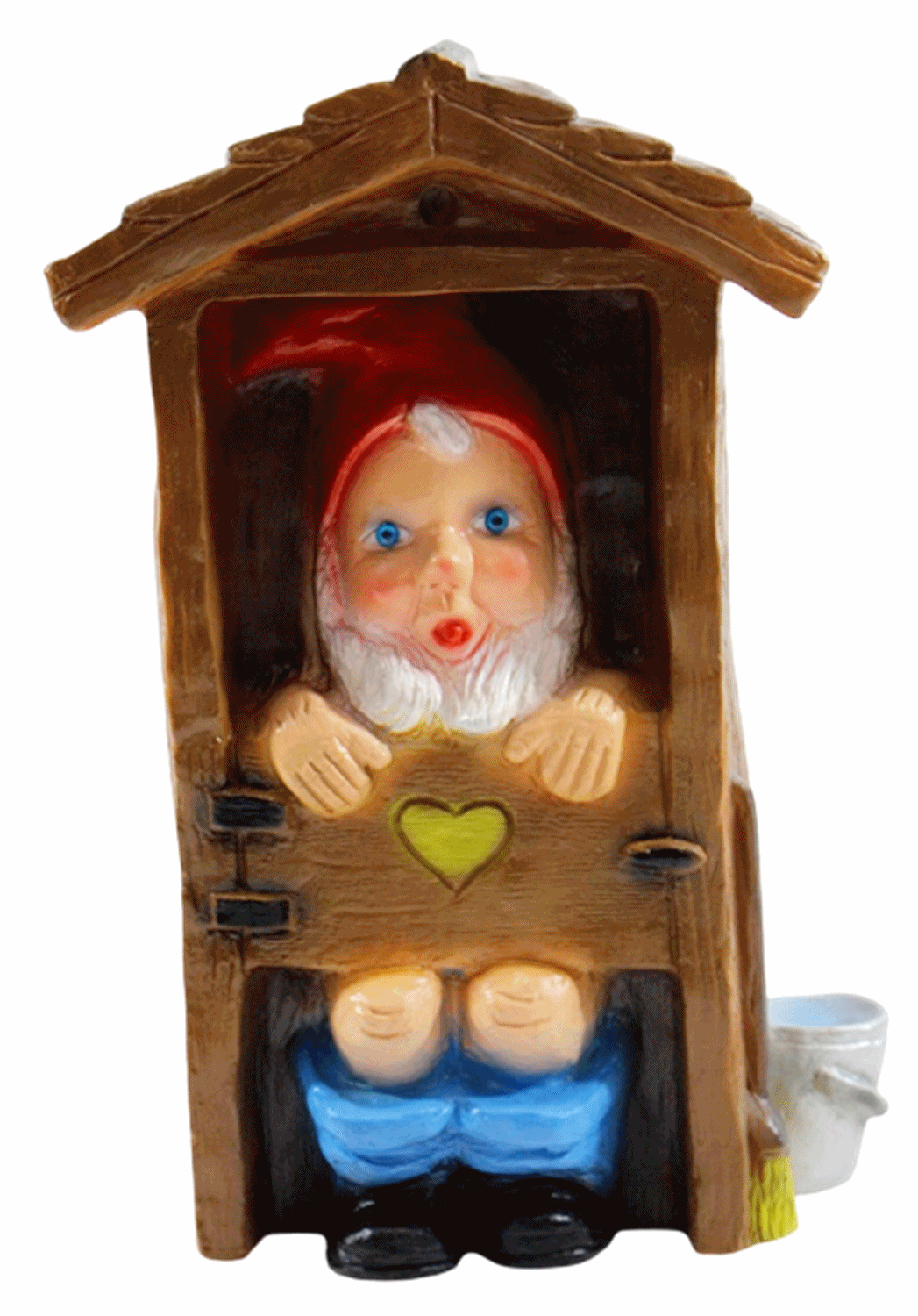 Deko Figur Spaß Zwerg H 29 cm Gartenzwerg im WC-Häuschen Gartenfigur aus Kunststoff