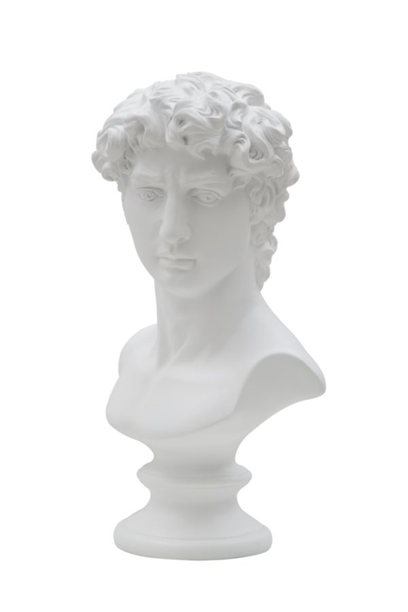Dekofigur klassische Männerbüste Replikat David von Michelangelo Statue weiß H 34 cm
