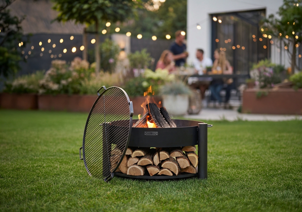Feuerschale „MONTANA“ Ø 80 cm mit Grillrost – Feuerstelle BBQ Grill für Garten & Terrasse