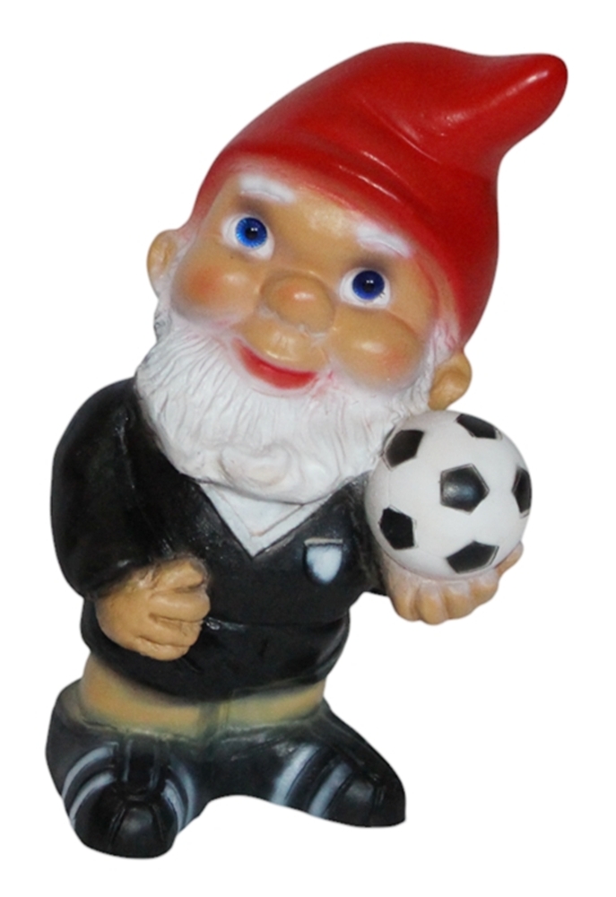Gartenzwerg Schiedsrichter Fußball klein Höhe 17 cm Gartendeko Dekofigur Zwerg aus Kunststoff