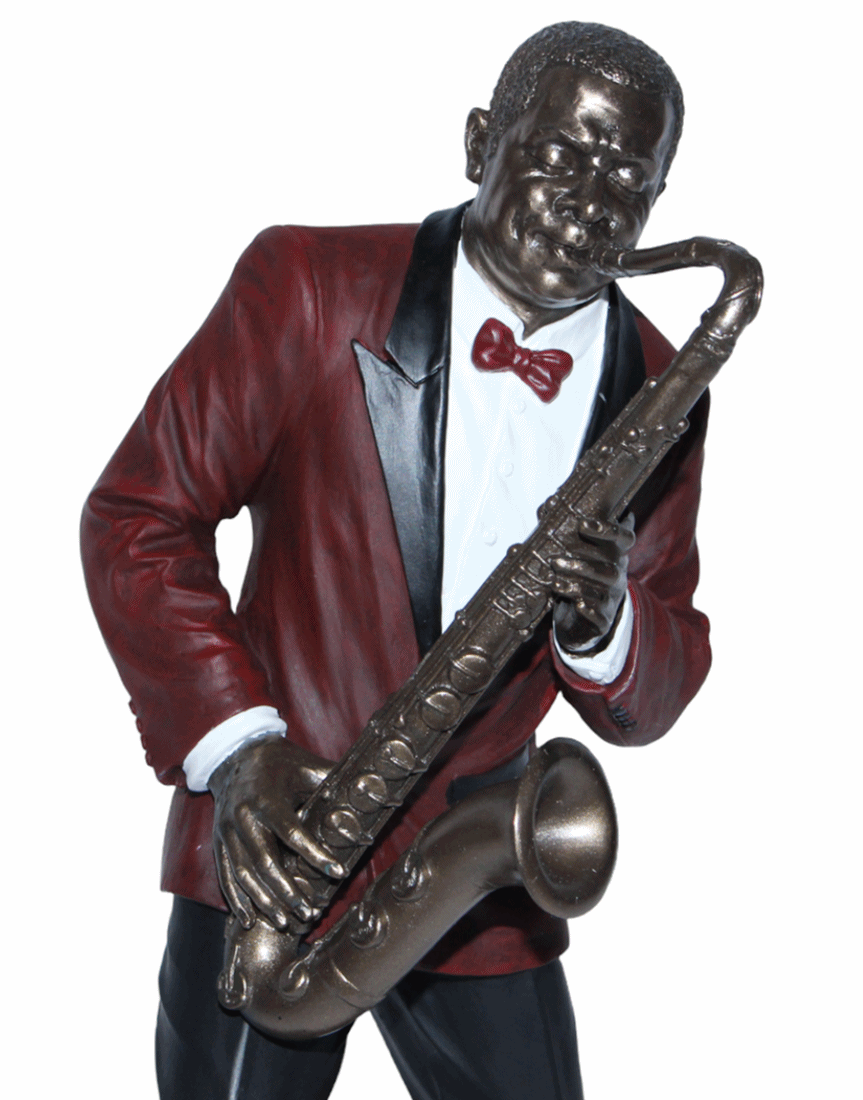 Deko Figuren Jazz Musiker Saxophonisten H 26-28,5 cm mit Alt- und Tenorsaxophon
