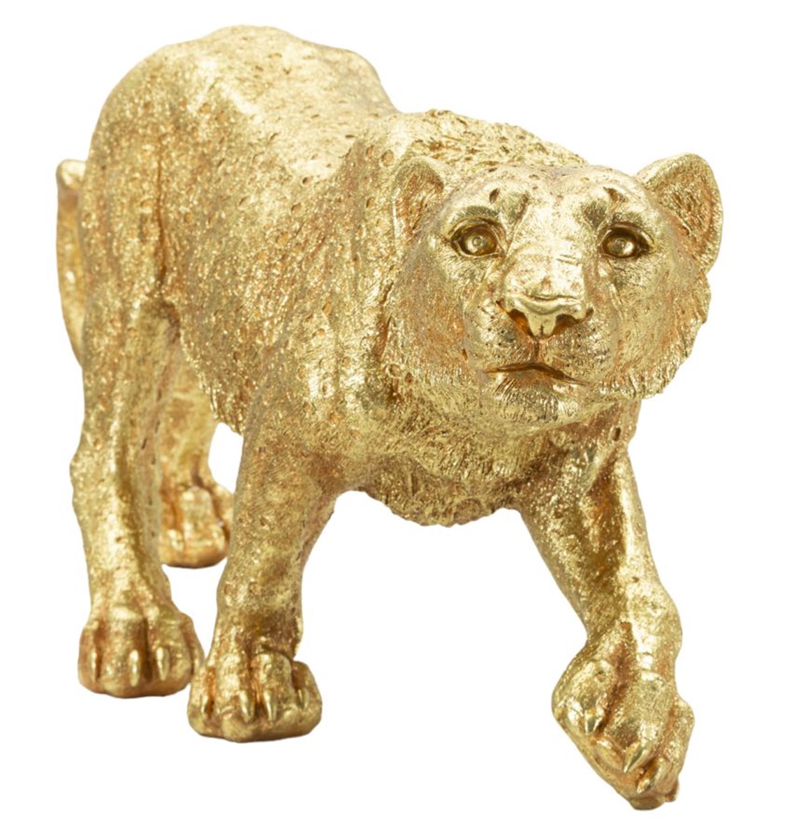 Dekofigur Leopard laufend Tierfigur in edlem Gold Fell detailliert strukturiert Länge 89 cm