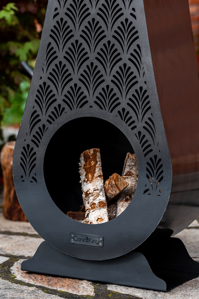 Gartenkamin "Ankara" Gartenofen H 108cm zum Heizen und Grillen Terrassenofen aus Naturstahl Kamin