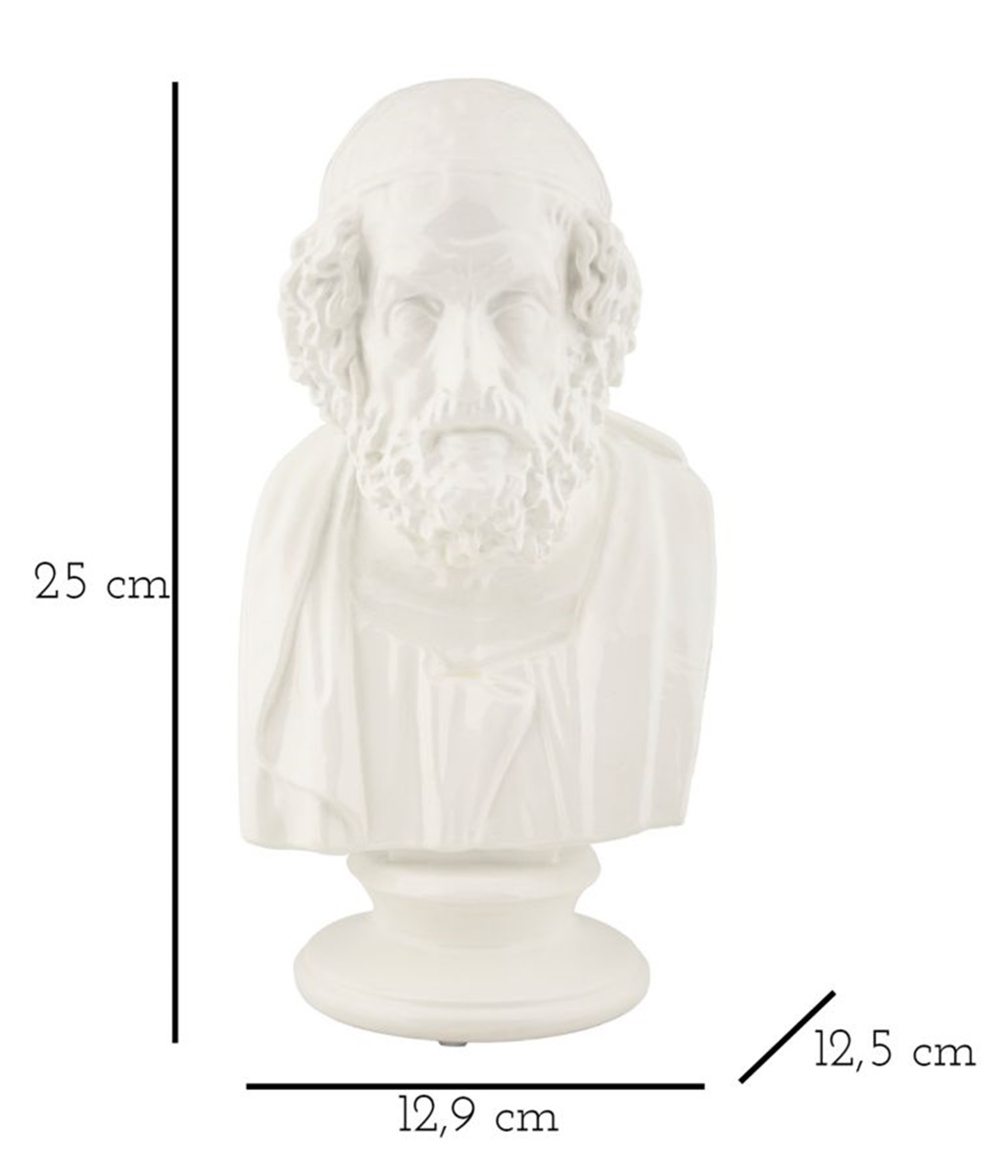 Dekofigur klassische Männerbüste Denker Replikat griechischer Weise Statue in Weiß H 25 cm