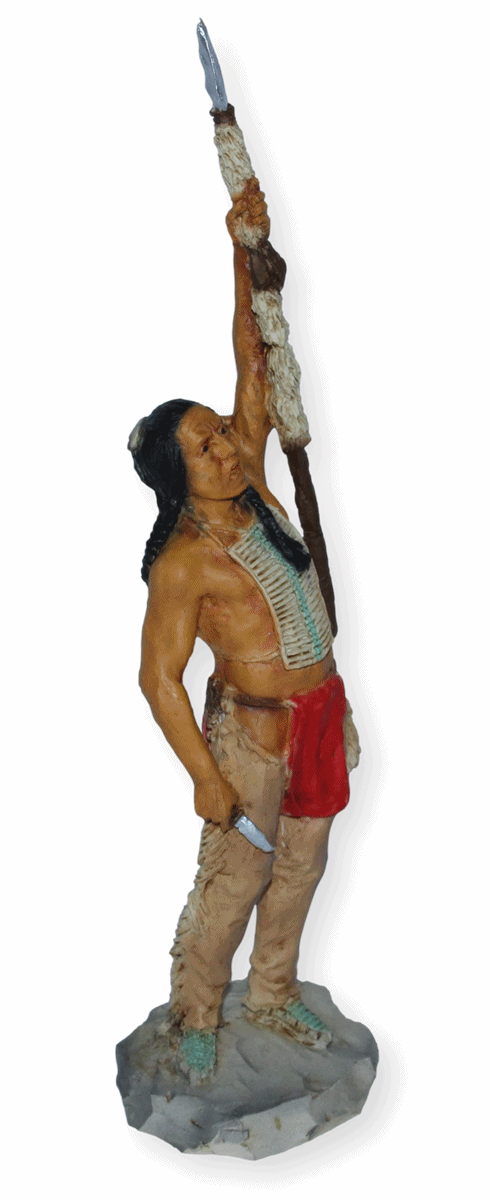 Indianerfigur Indianer Anführer Crazy Horse Tashinka Witko Skulptur H 23 cm stehend