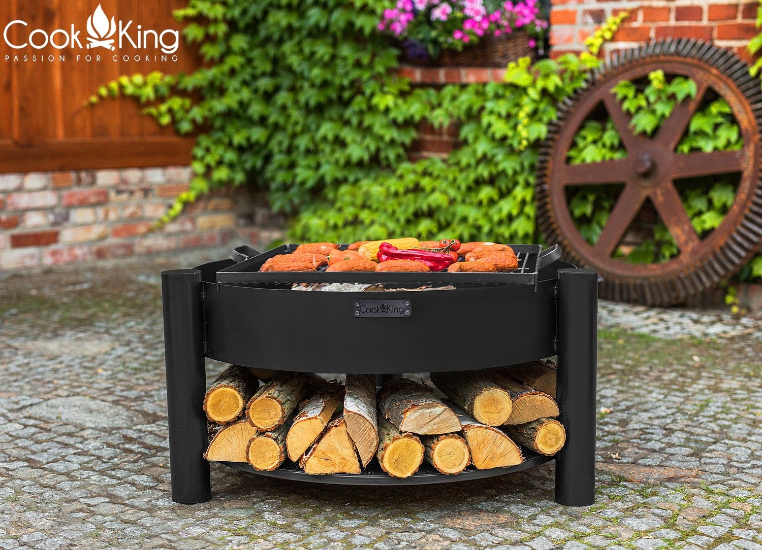 Feuerschale "Montana" Ø 80 cm Feuerstelle für Garten aus Stahl Feuerkorb als Wärmequelle oder Grill
