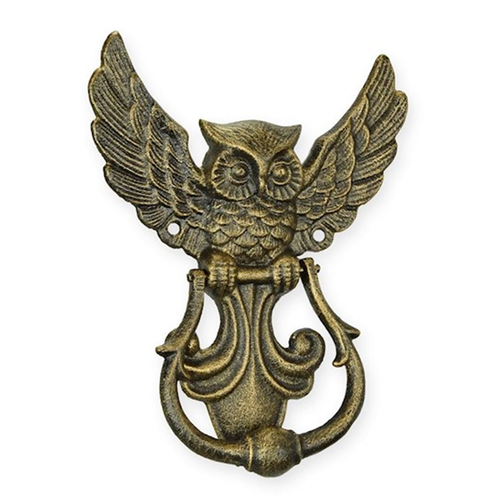 Türklopfer Barock Stil Eule aus Gusseisen H 20 cm Türdekoration Dekofigur in Bronzeoptik