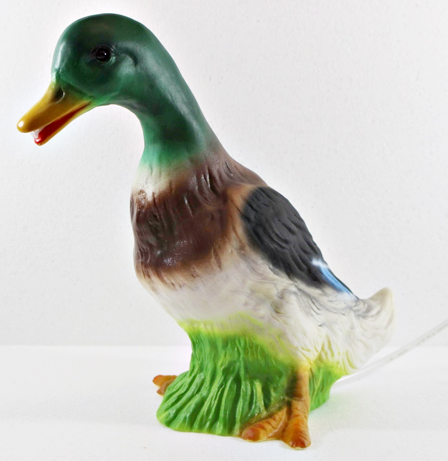 Deko Garten Figur Dekofigur Teichfigur Ente Wasserspeier stehend bunt aus Kunststoff Höhe 30 cm